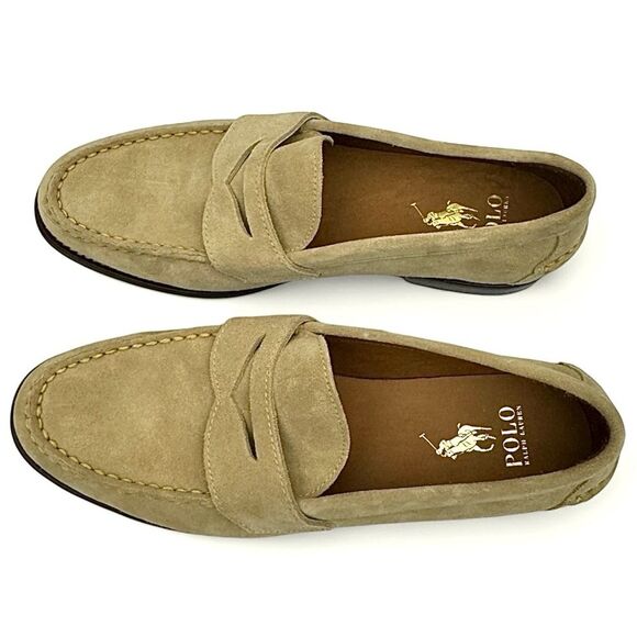 Polo Ralph Lauren Alston Suede Loafers | Shopbop Polo Ralph Lauren Men’s Alston Penny Loafers 10.5 M Beige Suede Casual Shoes